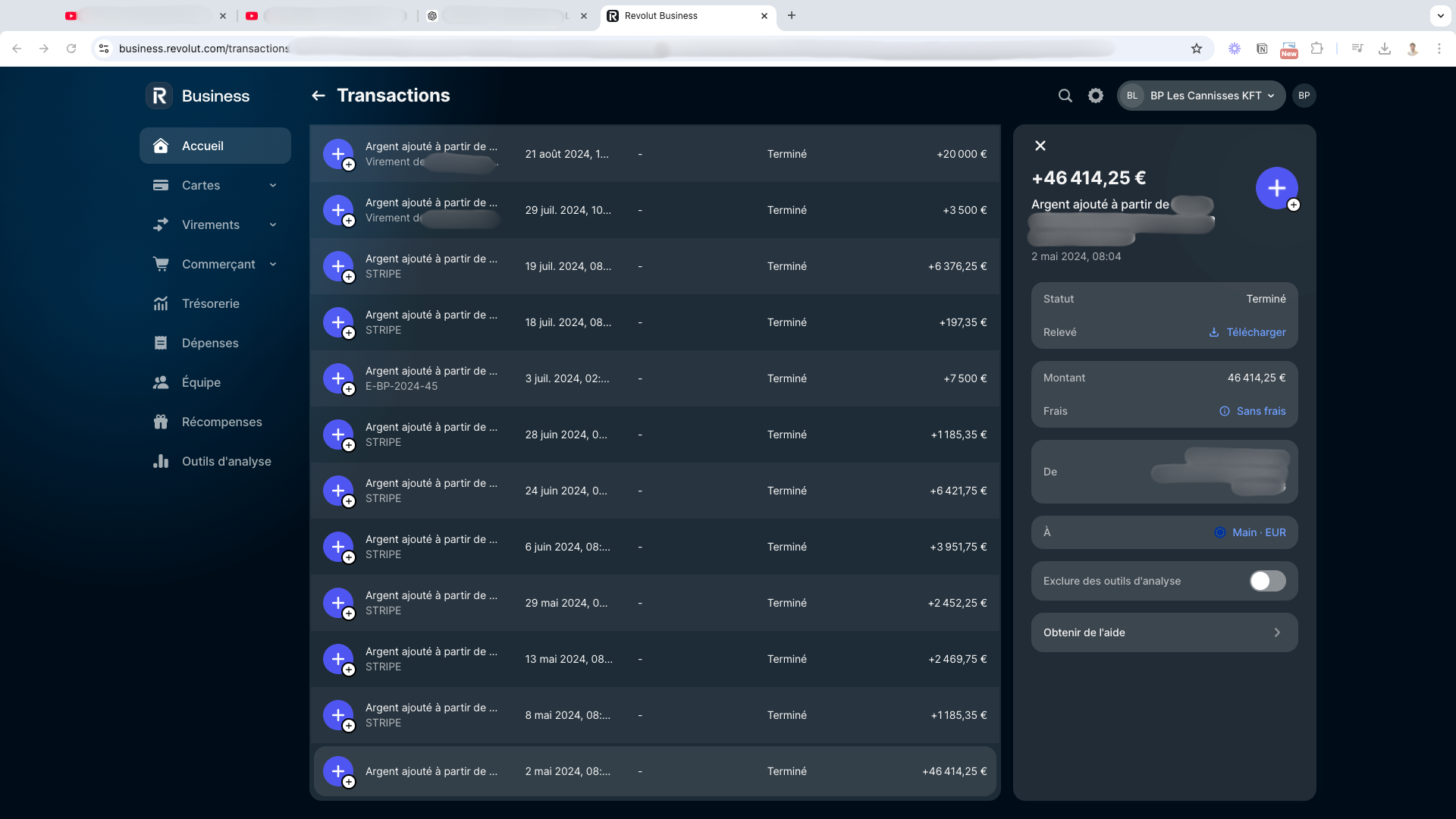 Preuve de paiement Account